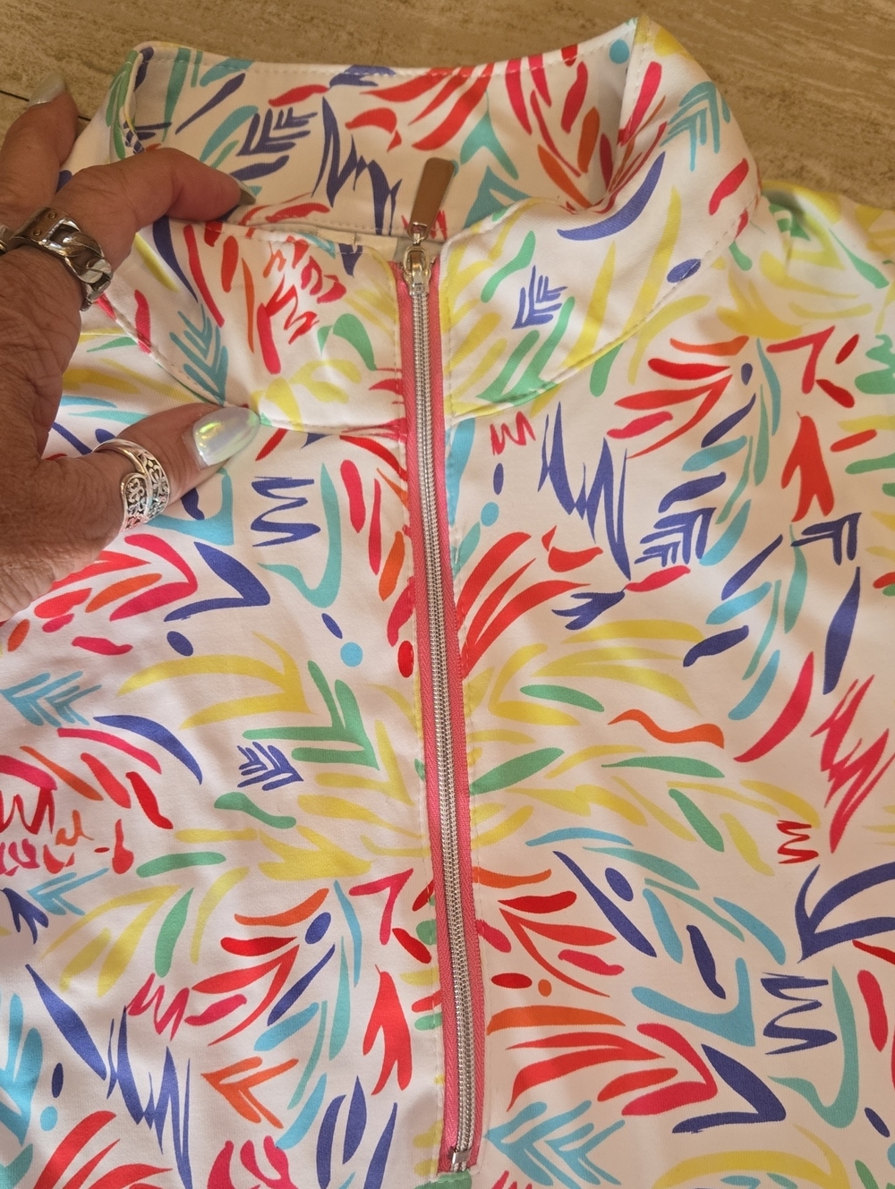 Lulu-B Multi-Color Design Print 1/4 Zipper Jacket - Picture 2 of 9